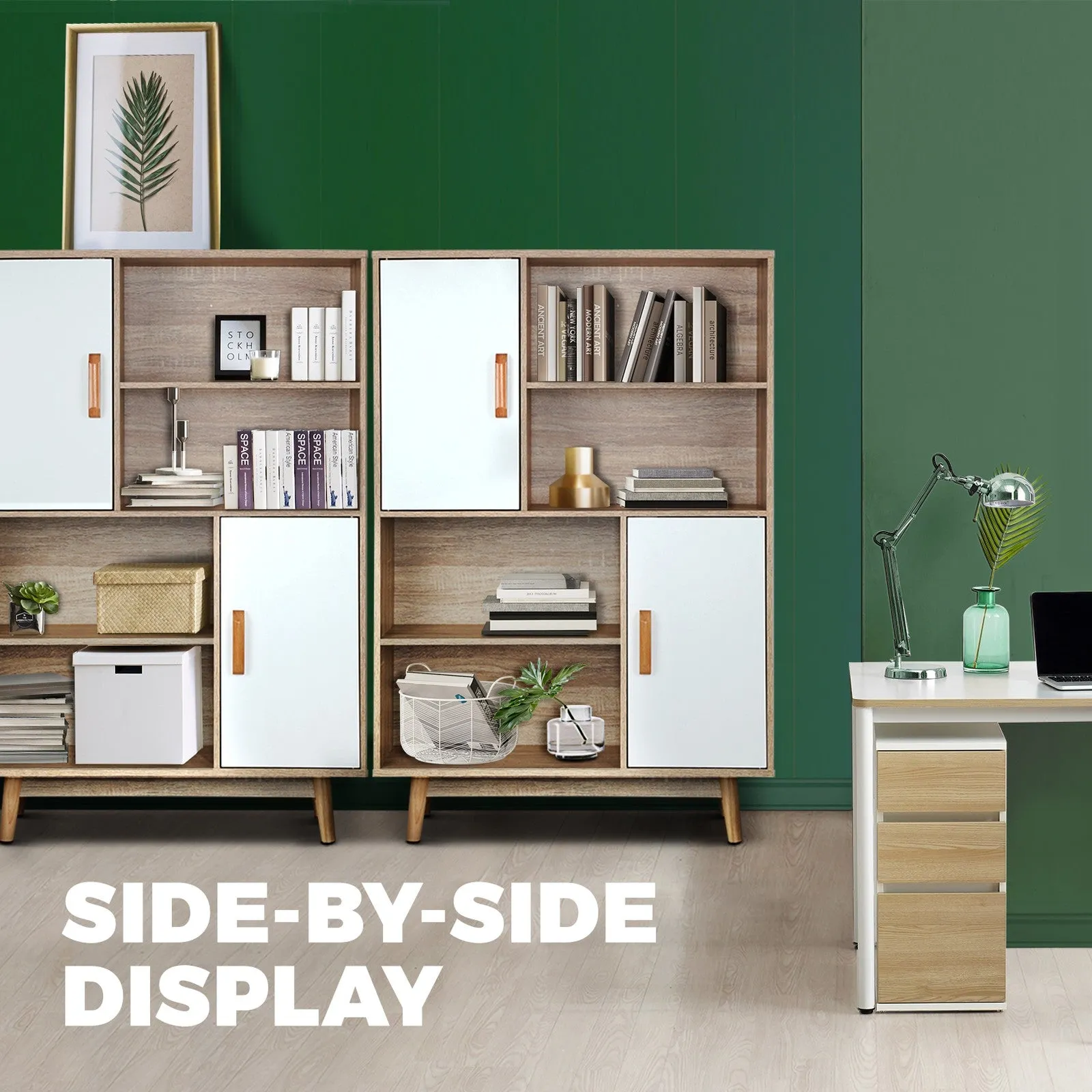 Oikiture Bookshelf Display Shelf Storage Cabinet Bookcase Stand Organiser Wooden