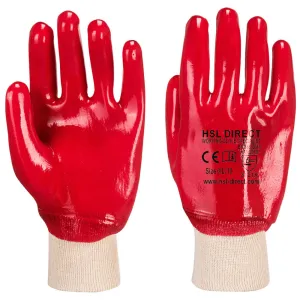 PVC Knit Wrist Gloves - Red