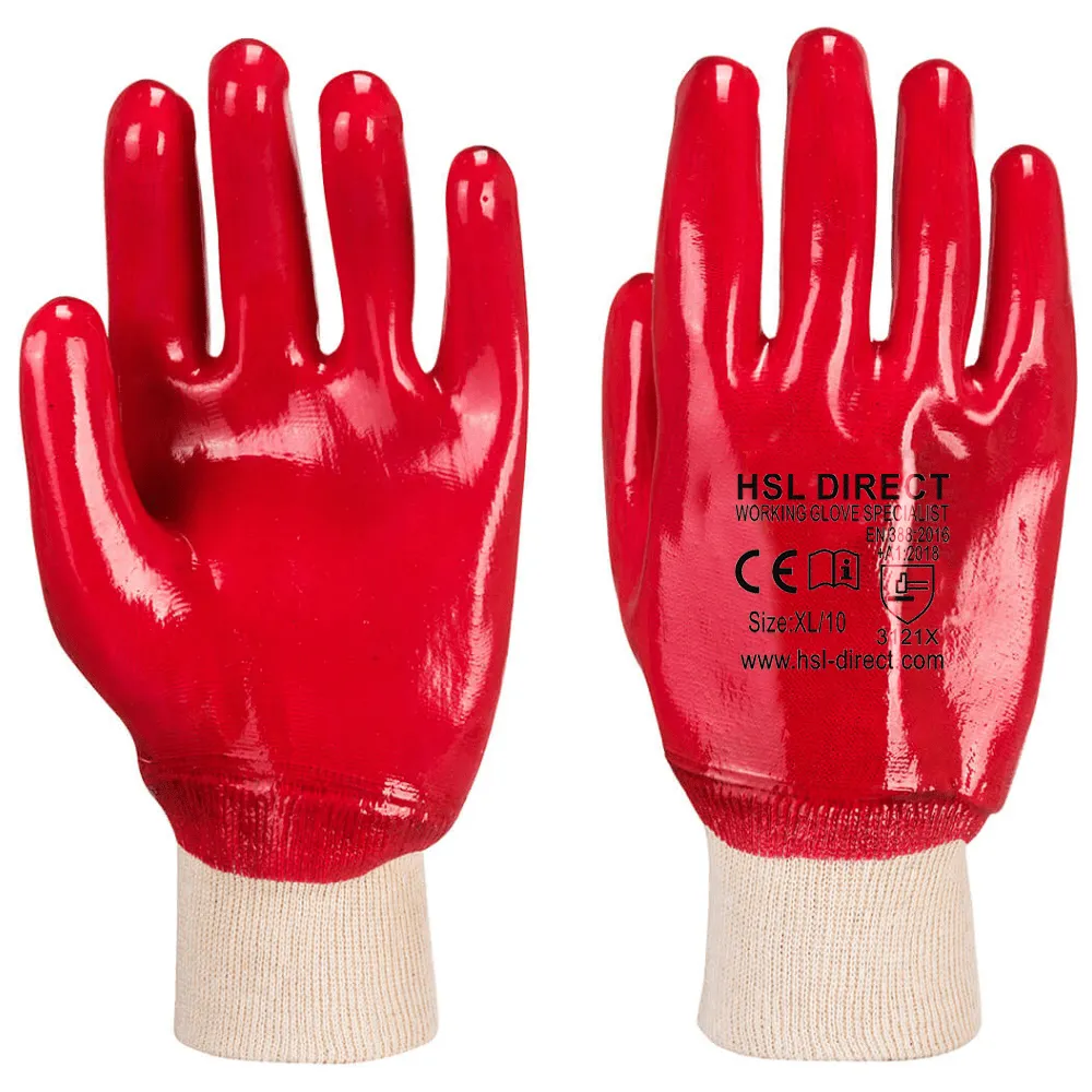PVC Knit Wrist Gloves - Red