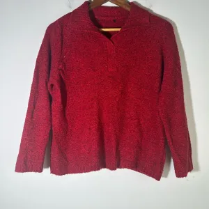Red Cowl Neck Sweater with Long Sleeves
