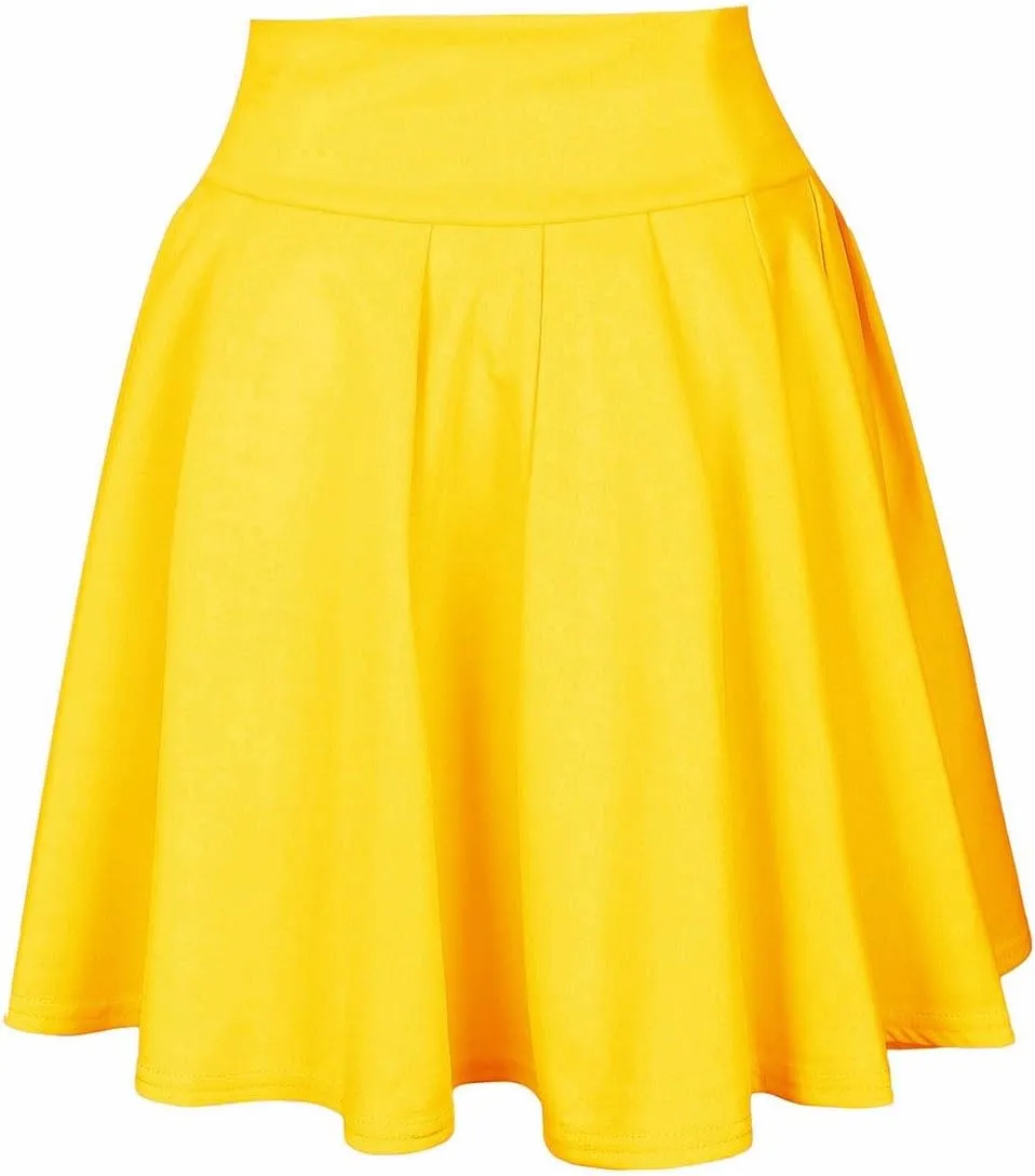 SEMATOMALA Women's Basic Solid Versatile Stretchy Flared Casual Mini Skater Skirt