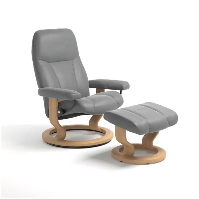 Stressless Consul Large Chair & Stool with Classic Base