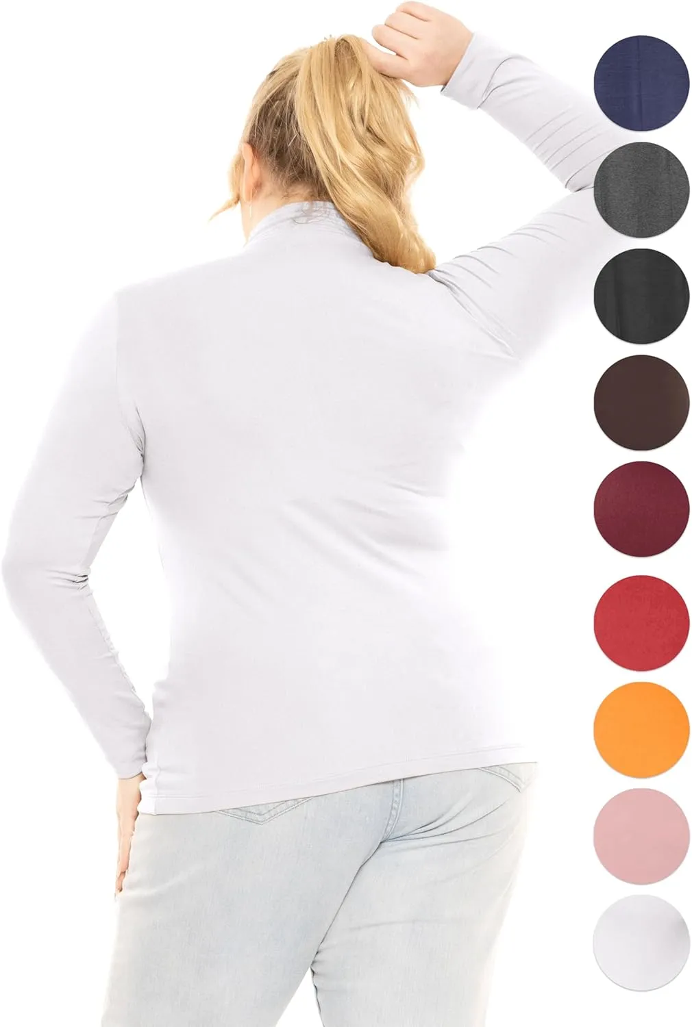 STRETCH IS COMFORT Women's and Plus Oh So Soft Long Sleeve Mock Turtleneck Top Regular and Relaxed Fit Everyday Wear XS-5XL