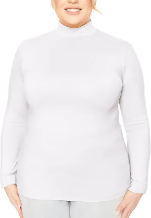 STRETCH IS COMFORT Women's and Plus Oh So Soft Long Sleeve Mock Turtleneck Top Regular and Relaxed Fit Everyday Wear XS-5XL