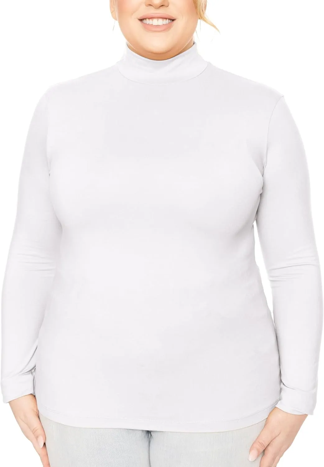 STRETCH IS COMFORT Women's and Plus Oh So Soft Long Sleeve Mock Turtleneck Top Regular and Relaxed Fit Everyday Wear XS-5XL
