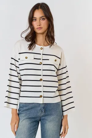Striped Button Up Cardigan