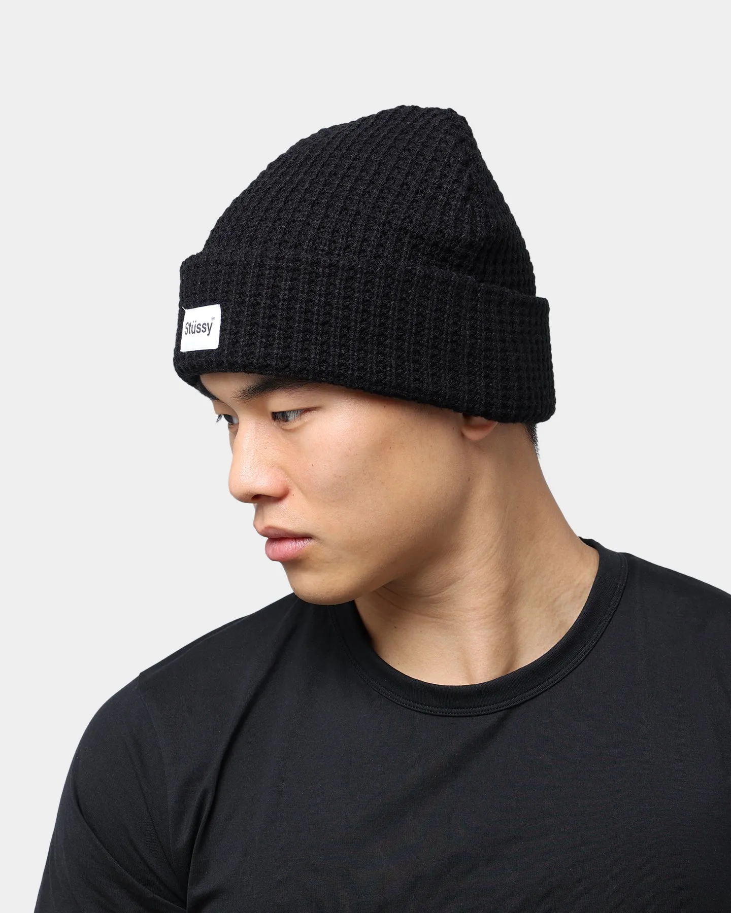Stussy Trademark Waffle Beanie Black