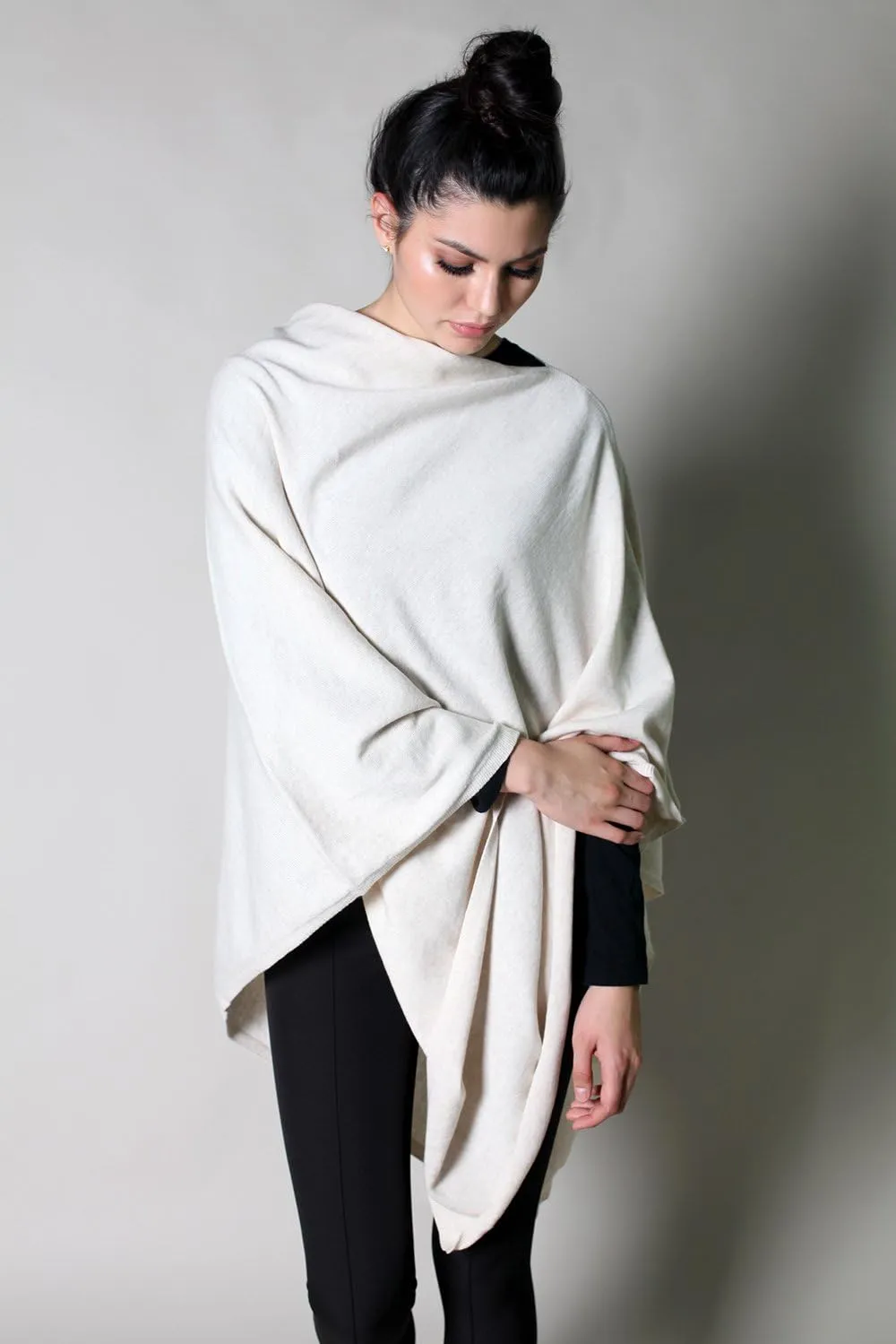 Women's Sweater Knit Poncho Pullover Wrap Organic Cotton - Loving Thread