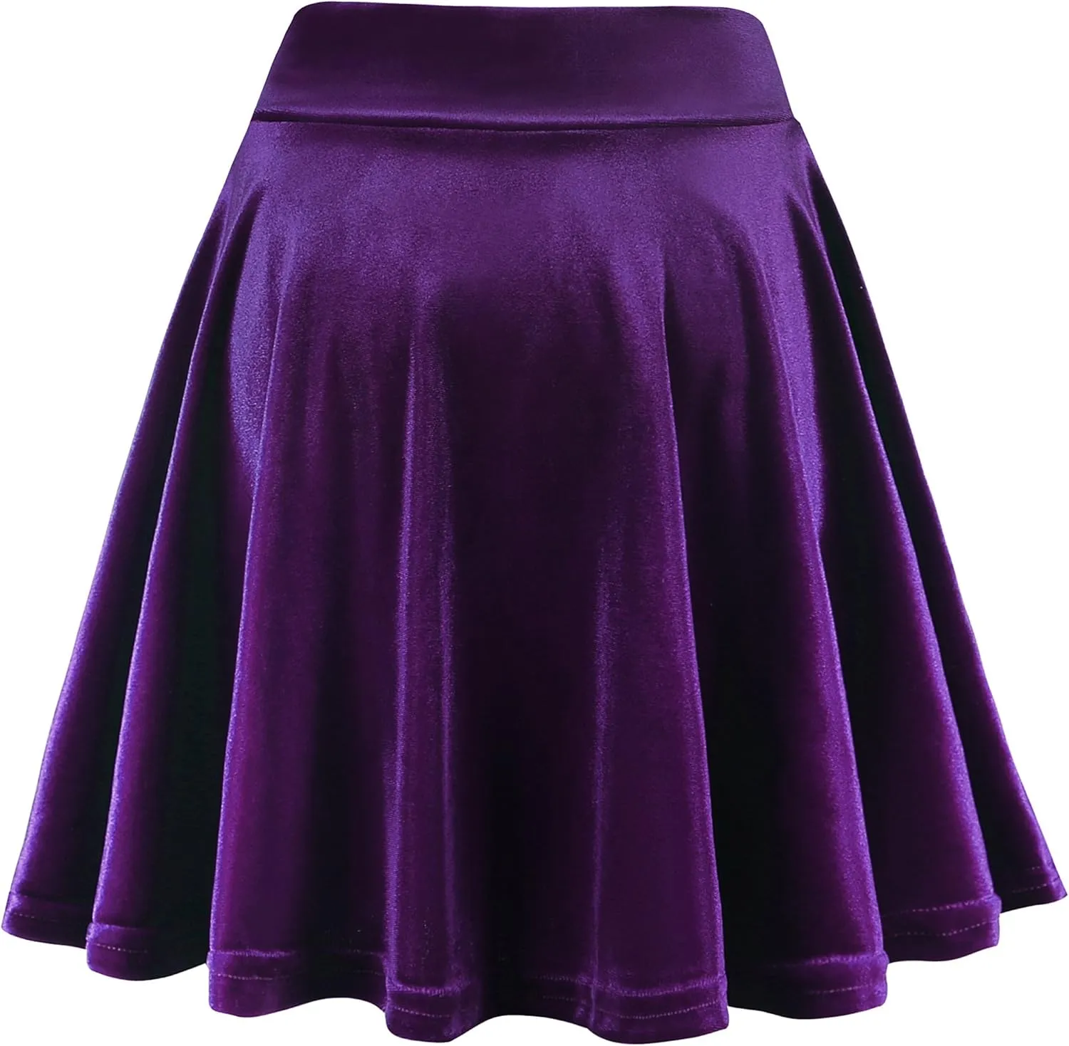 Women's Velvet Basic Versatile Stretchy Flared High Waist Mini Skater Skirt