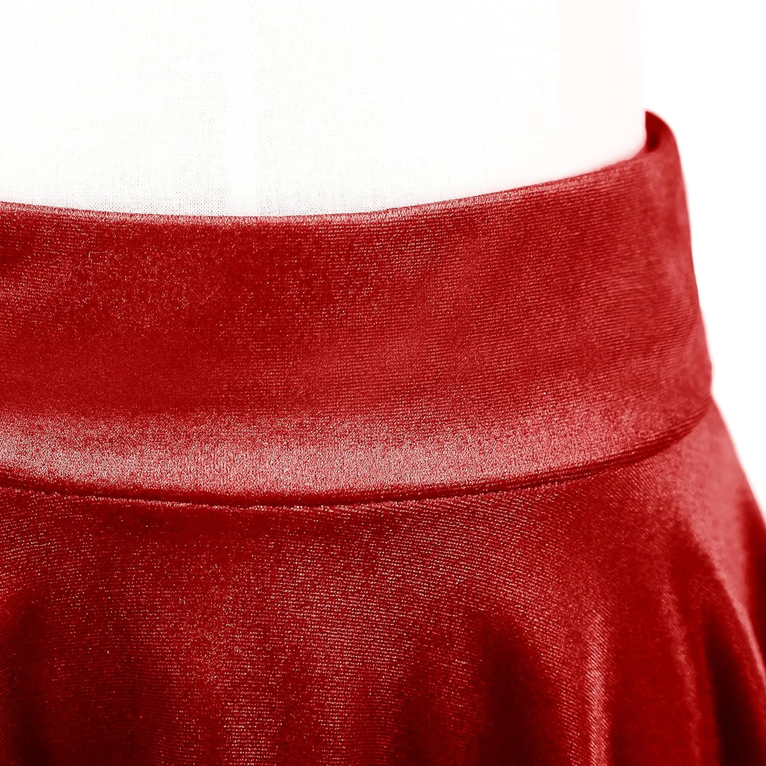 Women's Velvet Basic Versatile Stretchy Flared High Waist Mini Skater Skirt