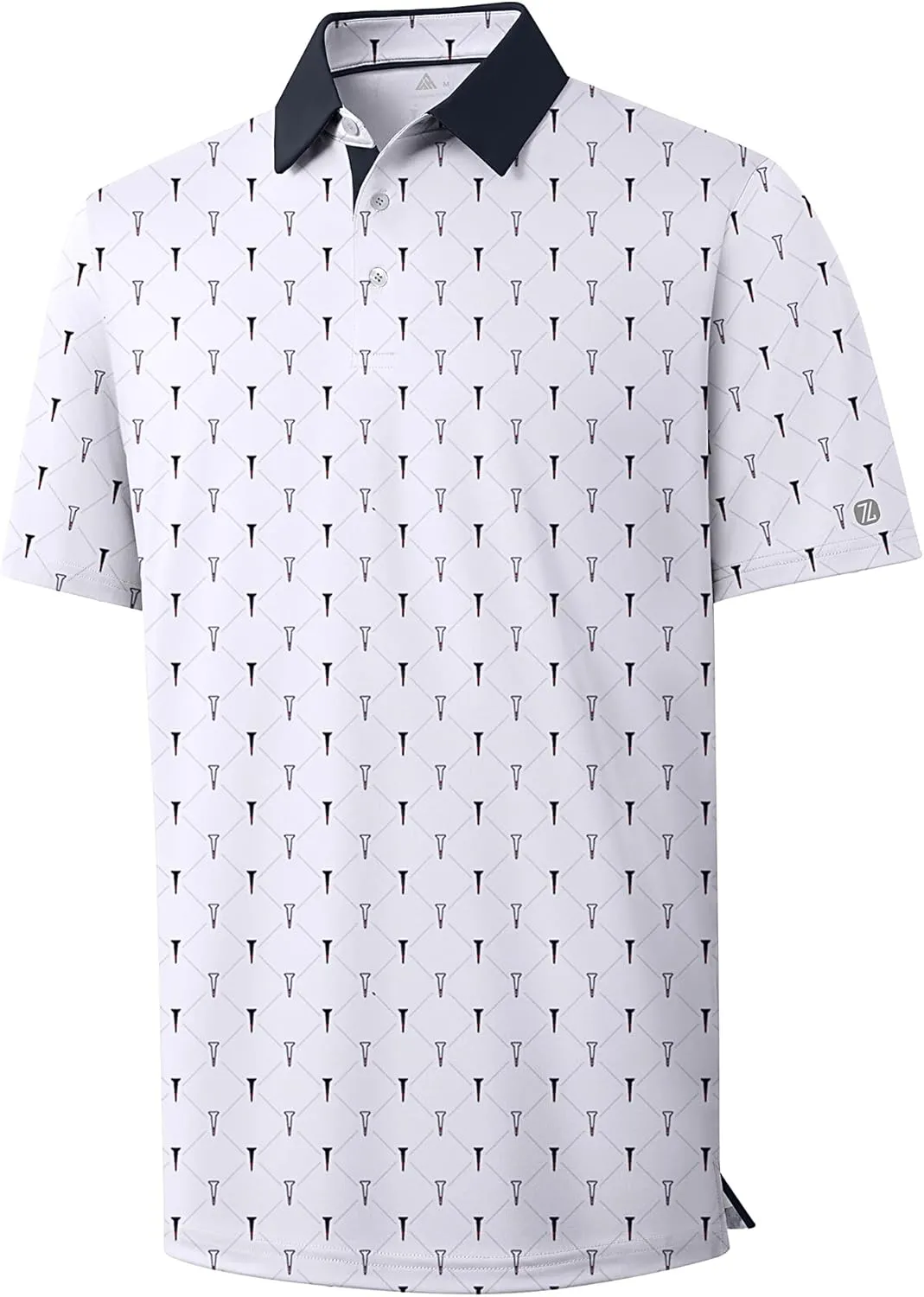 ZITY Men's Golf Polo Shirt Short Sleeve Performance Moisture Wicking Collared Print Shirt for Golf and Casual Wear